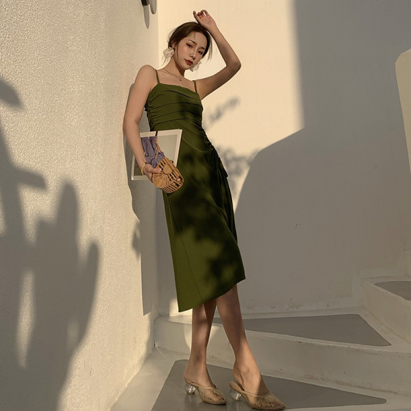 A-line waist drawstring suspender skirt 13