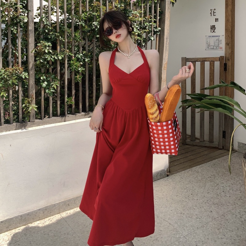 halterneck strap dress 5