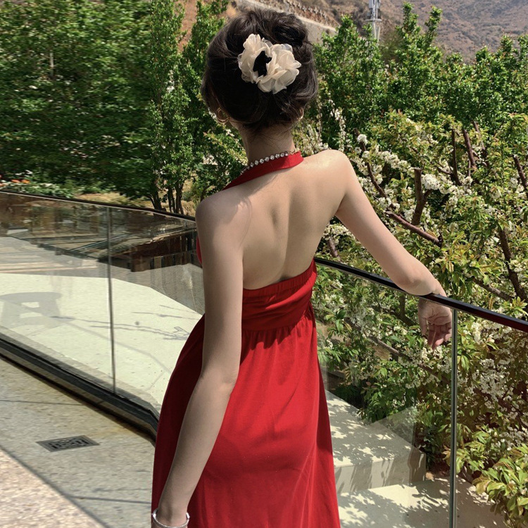 halterneck strap dress 5