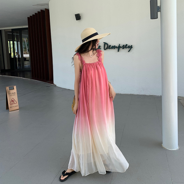 Pink Gradient Chiffon Dress 22