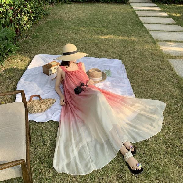 Pink Gradient Chiffon Dress 22