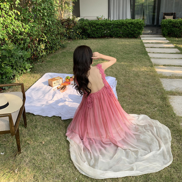 Pink Gradient Chiffon Dress 22