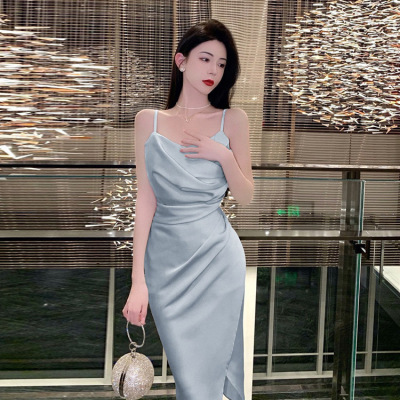 satin strap long dress 23