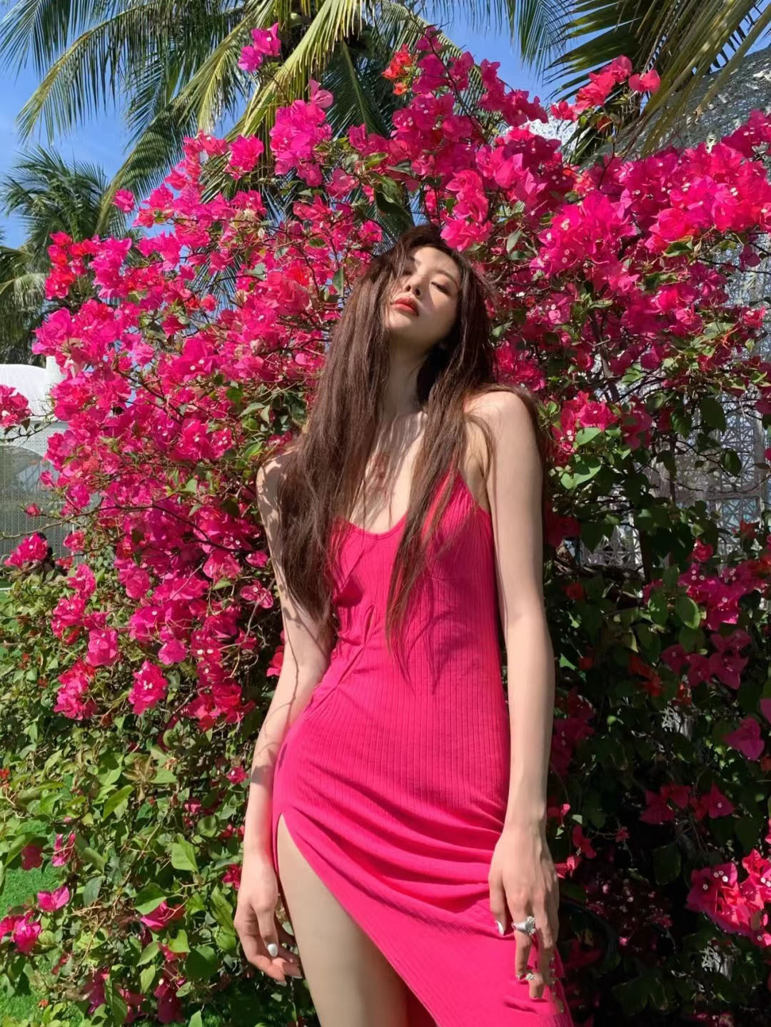 side slit pleated slip dress 3