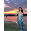 Gradient Color Slim Slim Suspender Dress 29