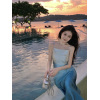 Gradient Color Slim Slim Suspender Dress 29