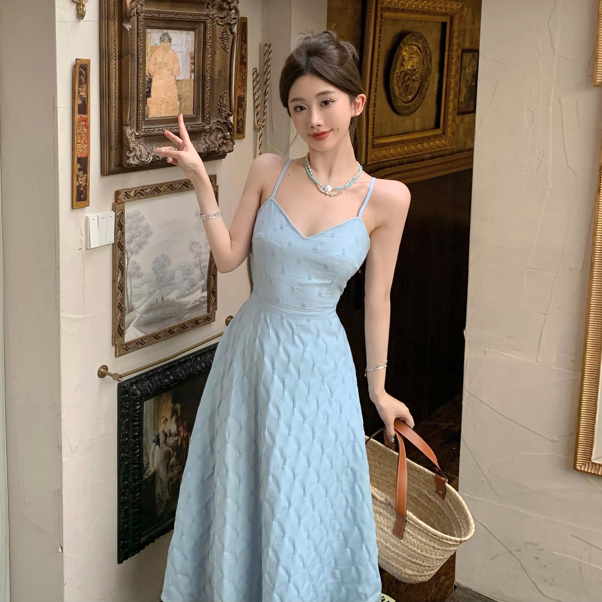 Tea Break French Blue Suspender Dress 44