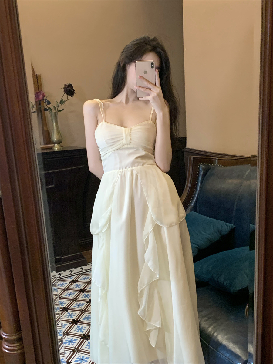 White moonlight chiffon temperament fairy dress 36