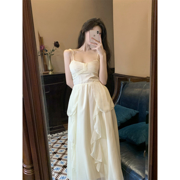 White moonlight chiffon temperament fairy dress 36