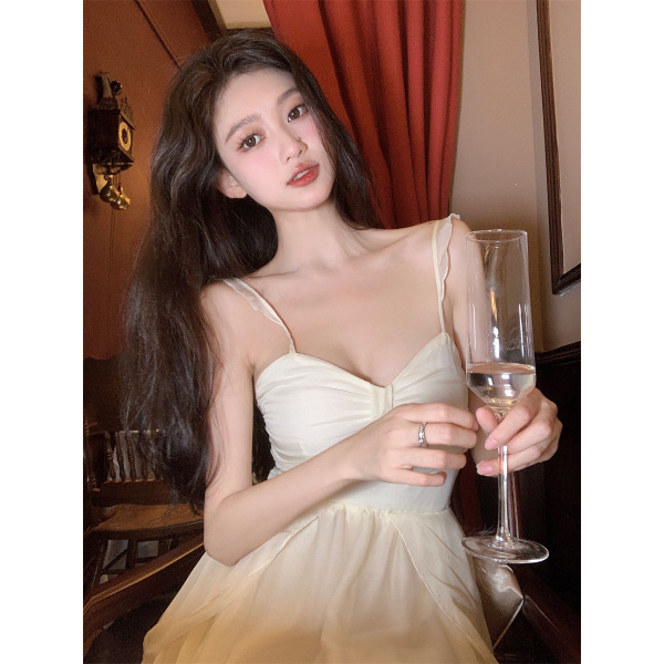 White moonlight chiffon temperament fairy dress 36