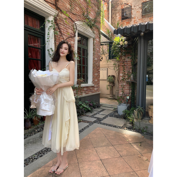 White moonlight chiffon temperament fairy dress 36