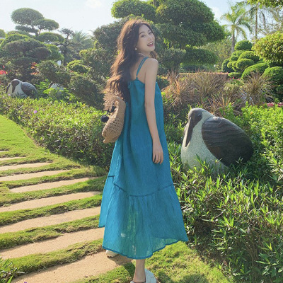 white suspender dress temperament 33