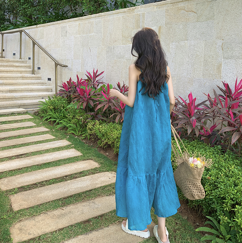 white suspender dress temperament 33