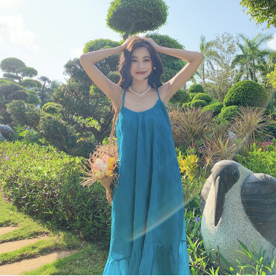 white suspender dress temperament 33