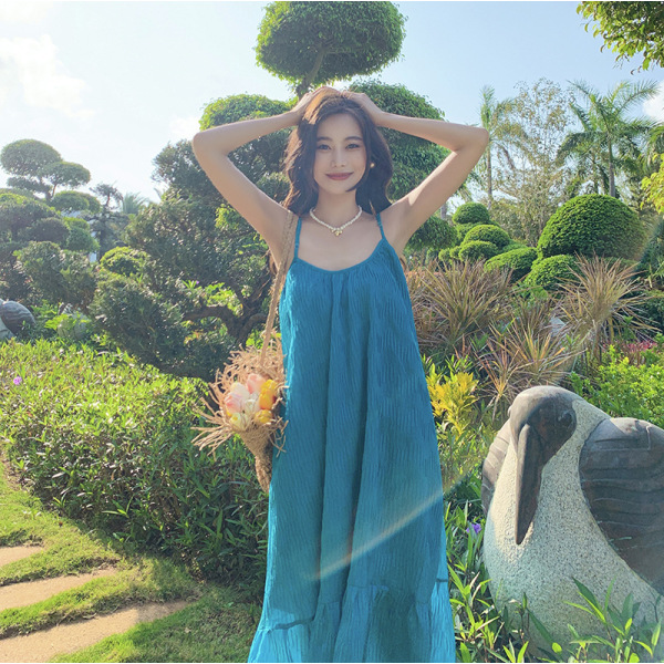 white suspender dress temperament 33