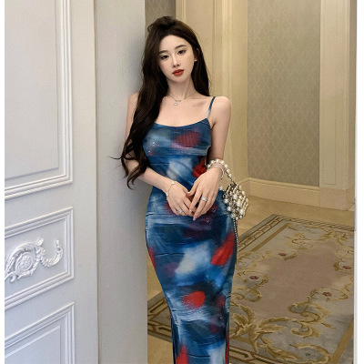High-end tie-dye wrap hip dress 67