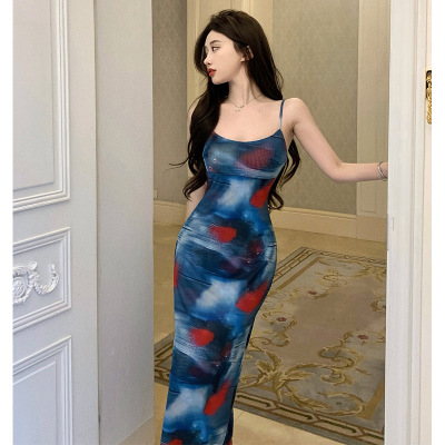 High-end tie-dye wrap hip dress 67