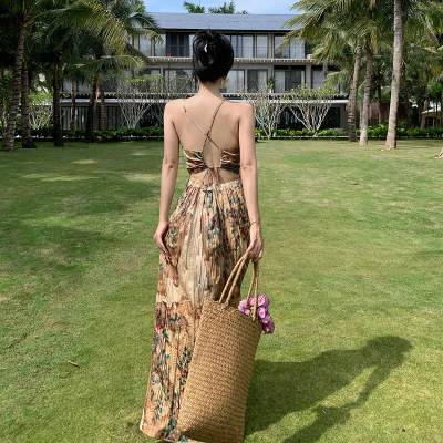 hollow slim suspender dress 59