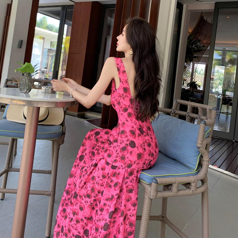 Square Neck Open Back Chiffon Dress 70