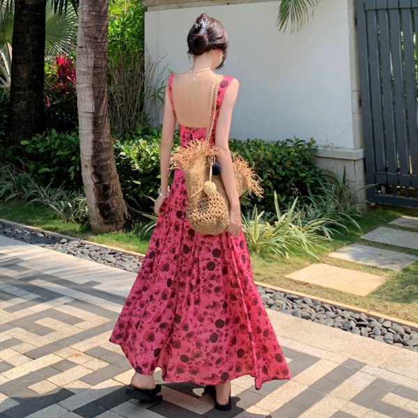 Square Neck Open Back Chiffon Dress 70