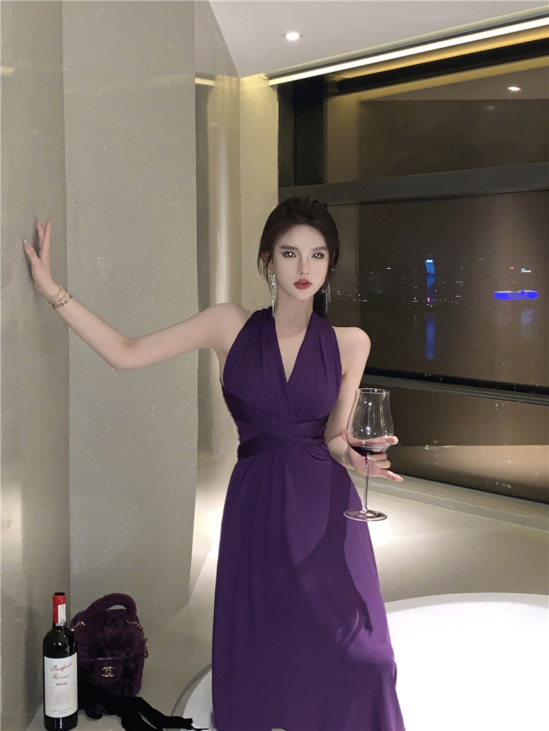 Cross tie halterneck dress 86