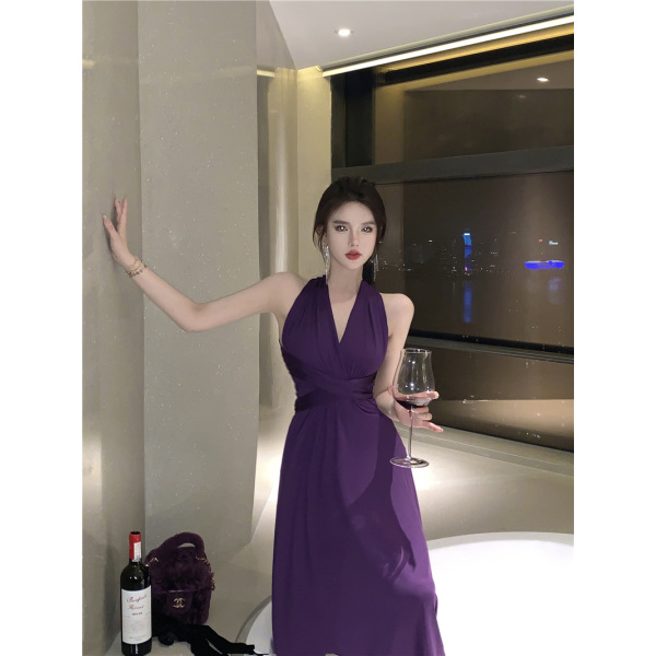 Cross tie halterneck dress 86