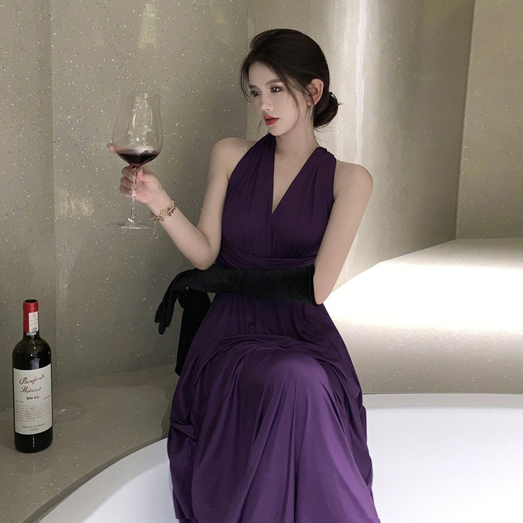 Cross tie halterneck dress 86