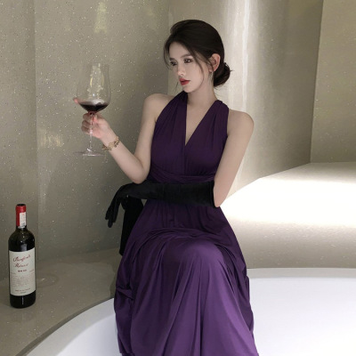 Cross tie halterneck dress 86