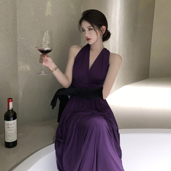 Cross tie halterneck dress 86