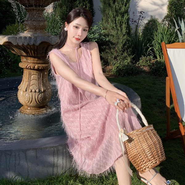 Feather sequin jacquard dress 113