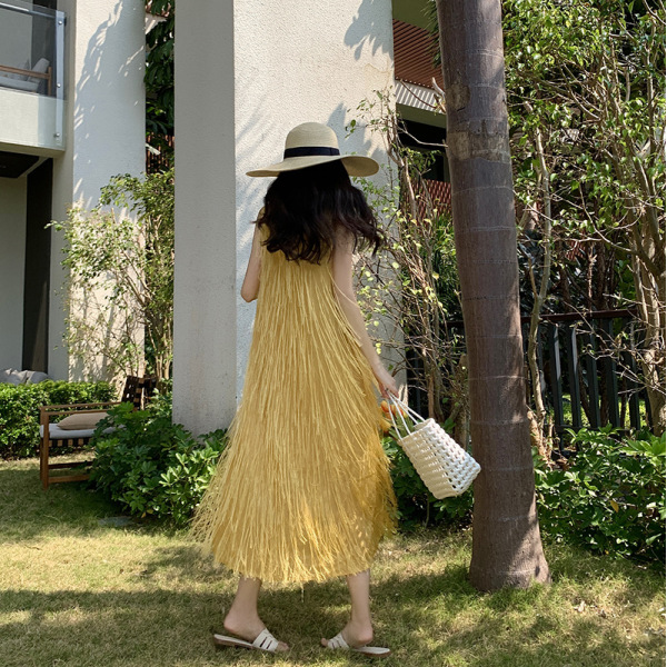 Fringed Drape Beach Dress 90