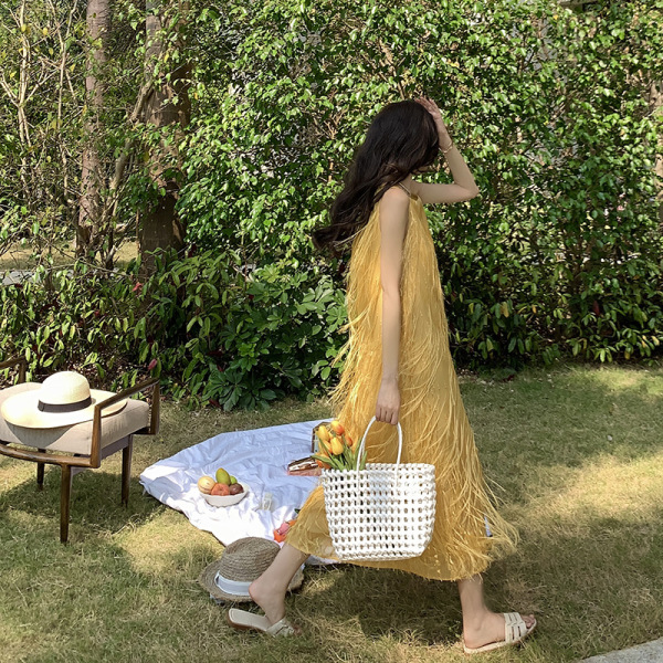 Fringed Drape Beach Dress 90