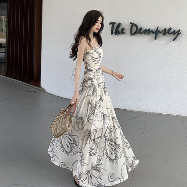 Halter Neck Backless Printed Dress 84