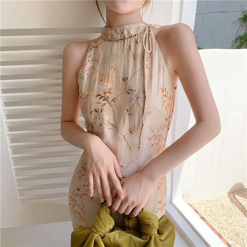 halter neck cheongsam dress 112