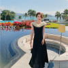 High end black mosaic dress 107