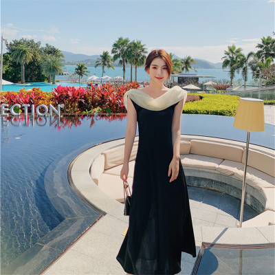 High end black mosaic dress 107