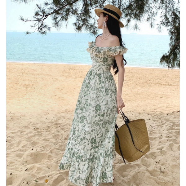 one shoulder print dress 88