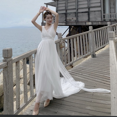 open back trailing beach dress 110