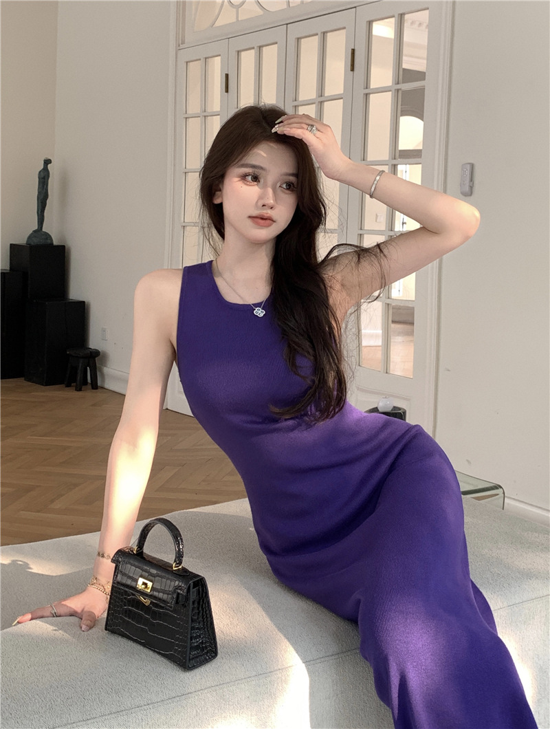 round neck one piece knee skirt 123