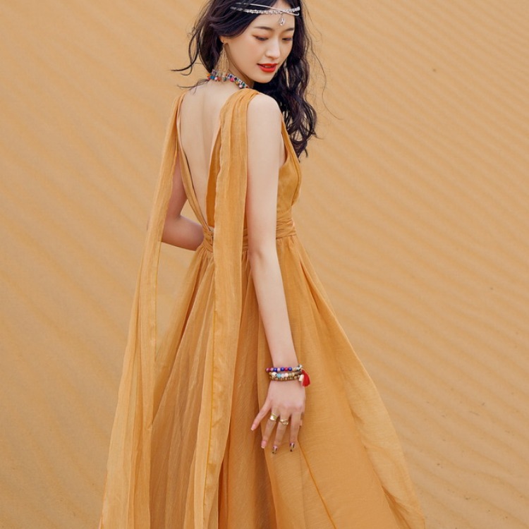 V-neck chiffon long tail skirt 94