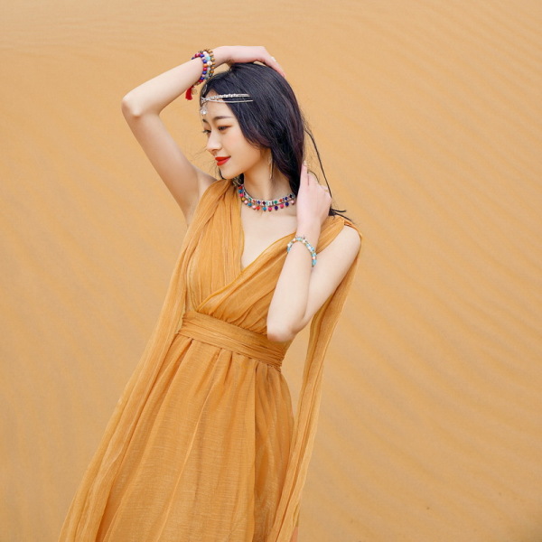 V-neck chiffon long tail skirt 94