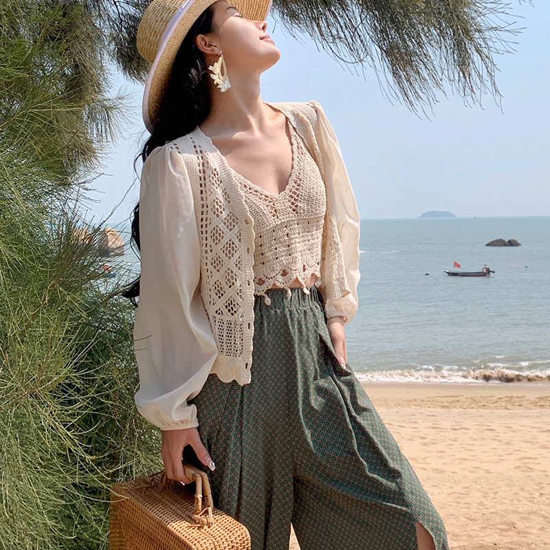 Apricot Cutout Crochet Cardigan 158