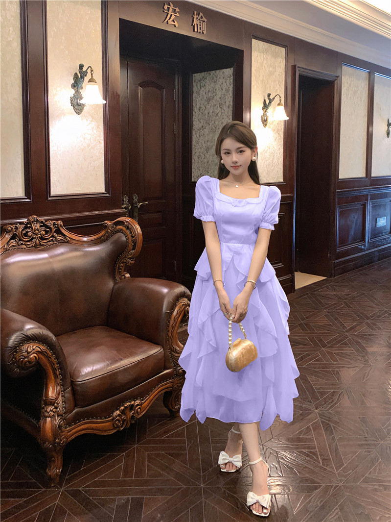 Puff Sleeve French First Love Long Dress 141