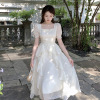 Puff Sleeve French First Love Long Dress 141