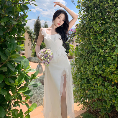 Ruffled backless gentle skirt 160